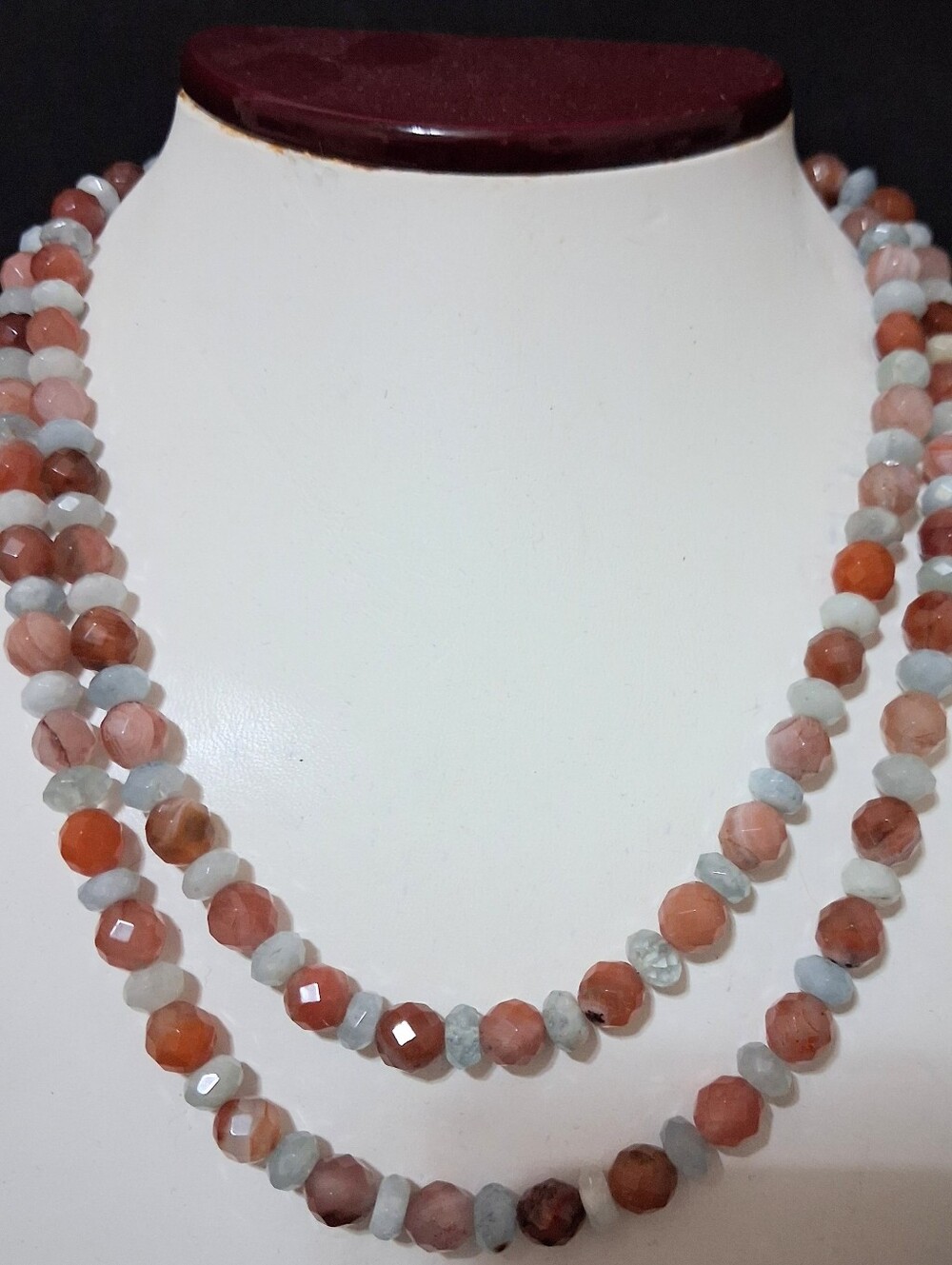 Jay King Mine Finds DTR 925 Carnelian Agate & Aquamarine Graduated Bead Necklace